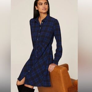 Thakoon Collective Plaid Shirtdress Blue A Line Shirt Dress Button Down Fall 4
